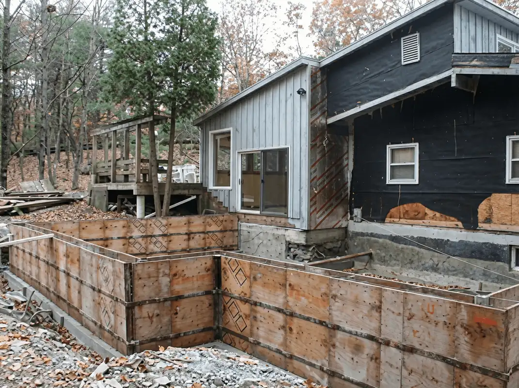 Prepared site with foundation forms for home remodeling and addition project in Shreveport, LA